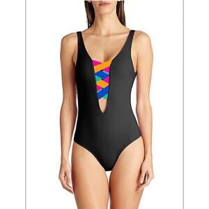 NWOT VALIMARE ST MARTIN Bandage colour block one piece sz L